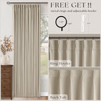 Oatmeal 102 Inch Blackout Linen Pleated Curtains - Image 4
