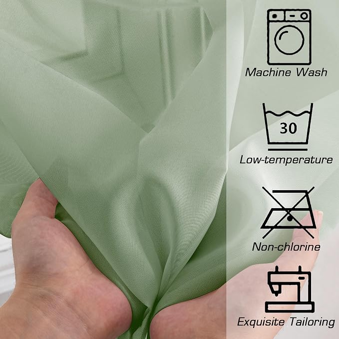 Simplebrand Sage Short Sheer Curtains 45 Inch Length - Image 7