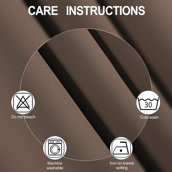 Chocolate Thermal Blackout Curtains/42 x 84 Inch/Set of 2 Panels Room Darkening - Image 4