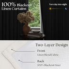 105 Inch Pinch Pleated Blackout Linen Curtains - Image 4