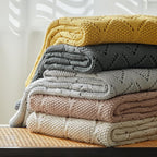 Longhui bedding Chunky Cotton Knit Throw Blanket for Couch, Sofa, Bed, or Chair, Decorative Breathable Fall Cable Knit Blanket 51 x 63 Inches, Medium Weight Mustard Yellow