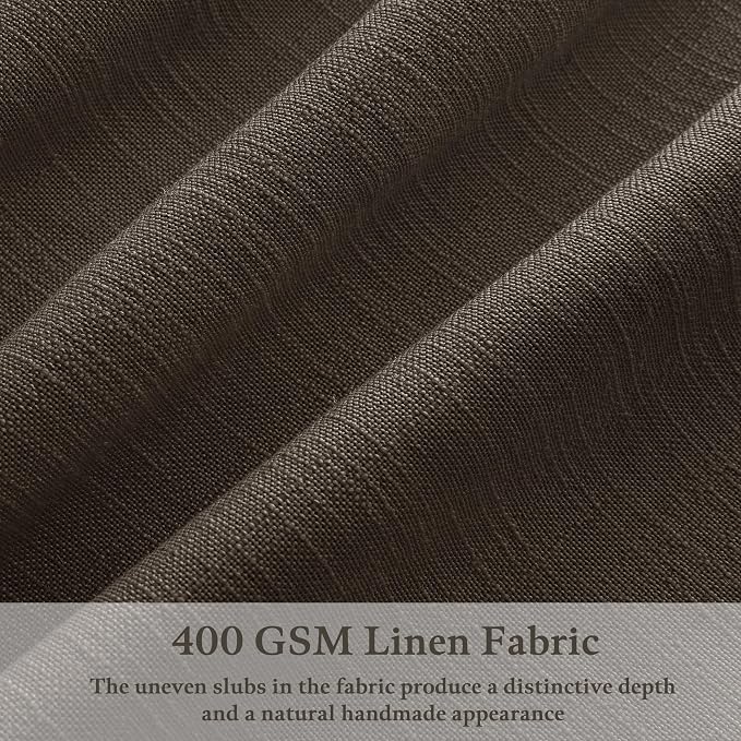 Dark Chocolate Linen Pinch Pleat Semi Sheer Vintage Curtains 105 Inch Long | - Image 2