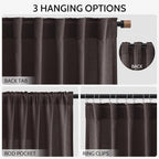 Cocoa Coffee Curtains 102 Inches Long, Back Tab Linen Blend Light Filtering - Image 3