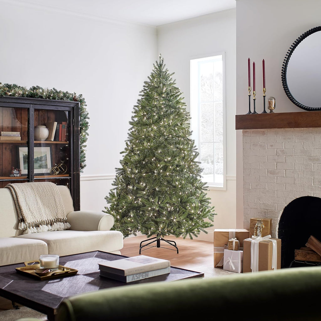 National Tree Company 'Feel Real' Pre-lit Artificial Christmas Tree | Includes Pre-strung White Lights and Stand | Jersey Fraser Fir Medium - 7.5 ft