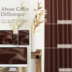 Rustic Brown Linen Curtains Semi Sheer 96 Inches Long 2 Panels Set - Image 3