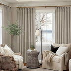 Burlywood Birch 90 Inches Long 70 Inch Wide Linen Curtains Pinch Pleated | by Twodrapes