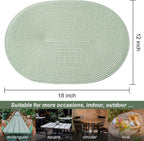 AHHFSMEI Placemats Set of 4 for Dining Table Washable Woven Vinyl Non-Slip 18x12 inches Placemat Heat-Resistant Durable Table Mats for Dining Table Easy to Clean (Sage Green, 4)