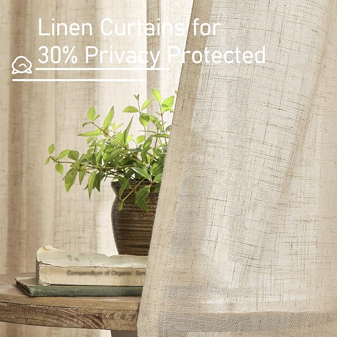 Short Window Linen Curtains 36 Inch Length 2 Panels, 34x36 Inch | Brown - Image 5