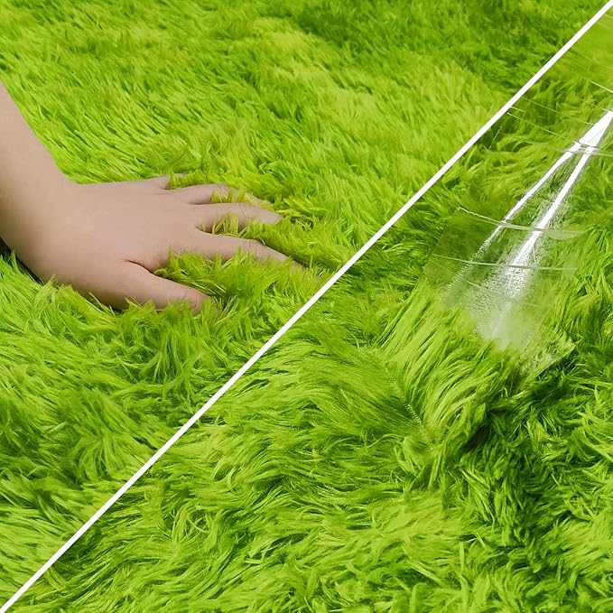 Tie-Dyed Runner Rug for Bedroom Green 2x6ft Fluffy Area Rug Bedside Runner Rug - Image 6