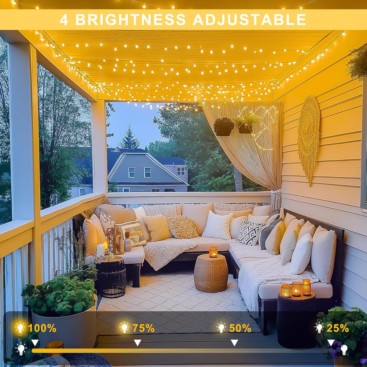 JMEXSUSS 800 LED Christmas Lights Outdoor Indoor String Lights with 8 Modes Warm White Plug in for Patio Garden Tree Wedding Party Yard Spring Decoration