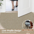 BEQHAUSE Dirt Trapper Door Mat 17" x 30" Half Circle Non Slip, Light Beige | - Image 5