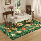 DUKINO 8x10 Area Rugs, Floral Washable Living Room Rug Non Slip, Dark Green | - Image 4