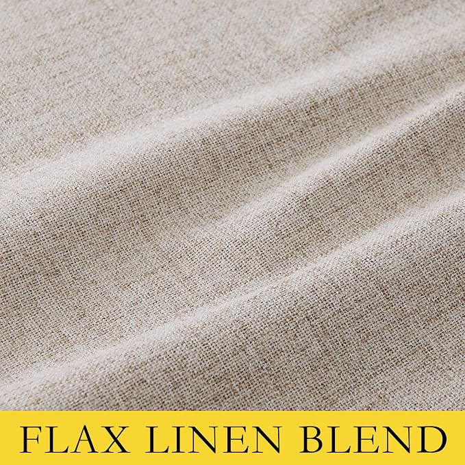 NICETOWN Full Blackout Oatmeal Linen Curtains 102" Length - Image 8