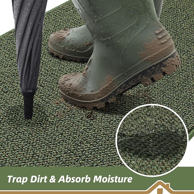 BEQHAUSE Dirt Trapper Door Mat 24" x 36", Non-Slip Washable Doormats, Low - Image 3