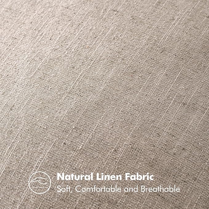 MIULEE Decorative Linen Euro Sham Pillow Covers 24x24 Inch Natural Linen | Boho - Image 3