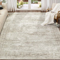 Washable Area Rugs for Living Room -9x12 Neutral Vintage Distressed Floral Farmhouse Boho Large Soft Floor Rug Indoor Non Slip Carpet for Living Room Bedroom Dining Room Office - Beige