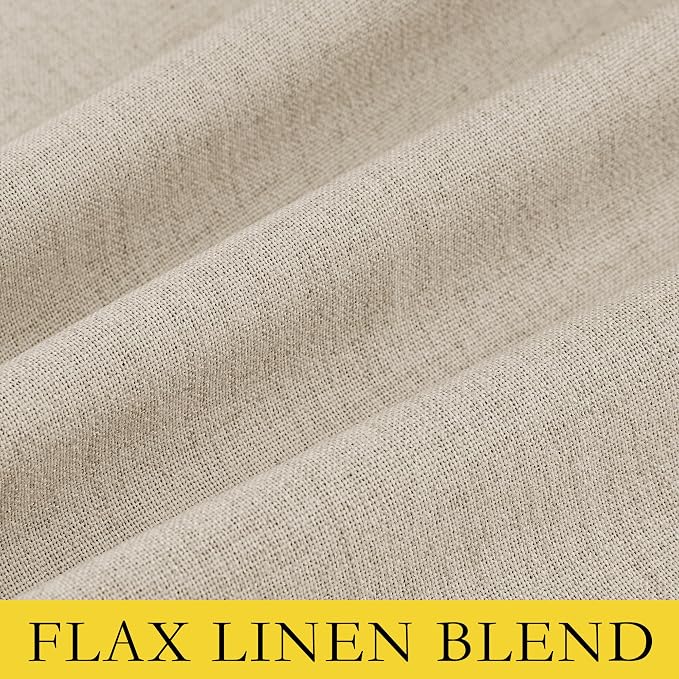 NICETOWN Cream 100% Blackout Linen Curtains 108 inch Long Burg - Image 9