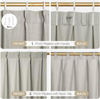 Joydeco Greyish White Pinch Pleated Thick Linen Curtains 96 Inch Long 2 Panel - Image 5