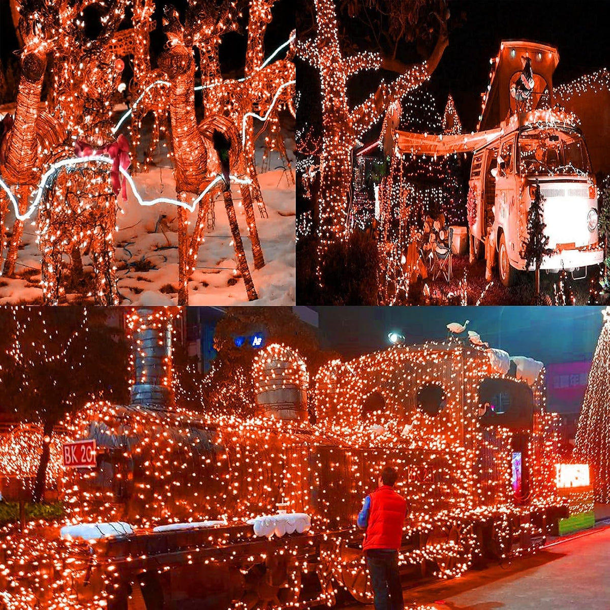 YIQU Orange 82FT 200 LED Extendable Halloween Lights for Outdoor/Indoor, 8 Lighting Modes Plug in String Lights for Halloween Decorations Bedroom Party Decor Room Garden Patio Tree (Orange)