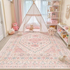 Pink Rugs for Bedroom-8x10 Area Rugs for Living Room, Girls Room | Washable by Zesthome