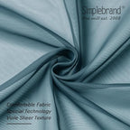 Simplebrand Dusty Blue Sheer Curtains 63 Inch Length 2 Panels, Rod Pocket Solid - Image 6