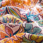 Boho Throw Blanket for Bed, 100% Cotton Soft Rustic Quilt Fall Blanket, 80"x90" Floral Printed Farmhouse Decor Bed Blankets, All Season Rustic Reversible Bohemian Throw Quilt