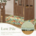 DUKINO 2.6x12 Washable Runner Rug, Floral Non Slip Long Kitchen Rug, Stain - Image 8