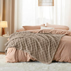 Bedsure GentleSoft Light Taupe Throw Blanket for Couch - Checkered Fleece Blankets Gifts for Women Men Girls, Cute Soft Cozy Throw for Bedroom Home Decor Gifts, 50x60 Inches