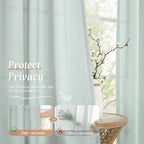 Semi Sheer Light Blue Linen Curtains 45 Inch Length - Image 5
