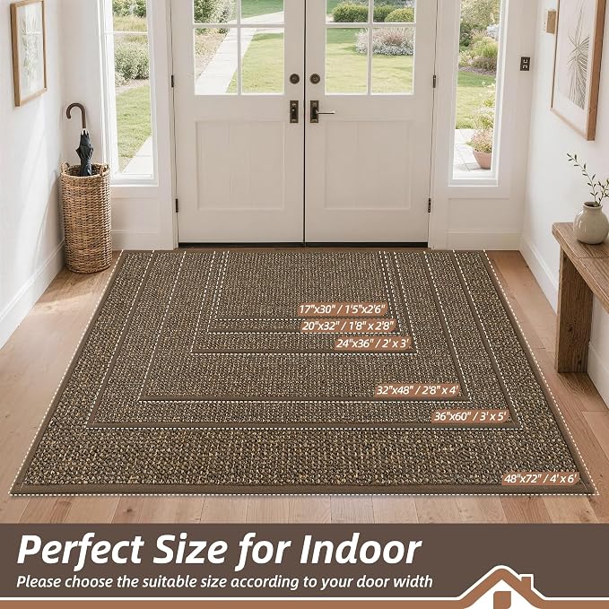 BEQHAUSE Dirt Trapper Door Mat 20" x 32", Non-Slip Washable Doormats, Low - Image 2