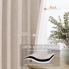 Oatmeal 100% Blackout Curtains 102 Inch Length 2 Panels Set - Image 4