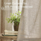 Taupe Linen Curtains 45 Inch Length 2 Panels - Image 5