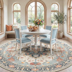 RELEANY Washable Area Rug, Round 8ft, Water Repellent, Pet Friendly, Vintage - Image 2