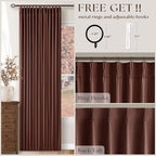 Chestnut Brown Pinch Pleated Blackout Linen 86 Inch Curtains - Image 5