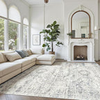 Soalmost 9x12 Area Rugs for Living Room Washable Rug Non-Slip Blue/Ivory | - Image 2