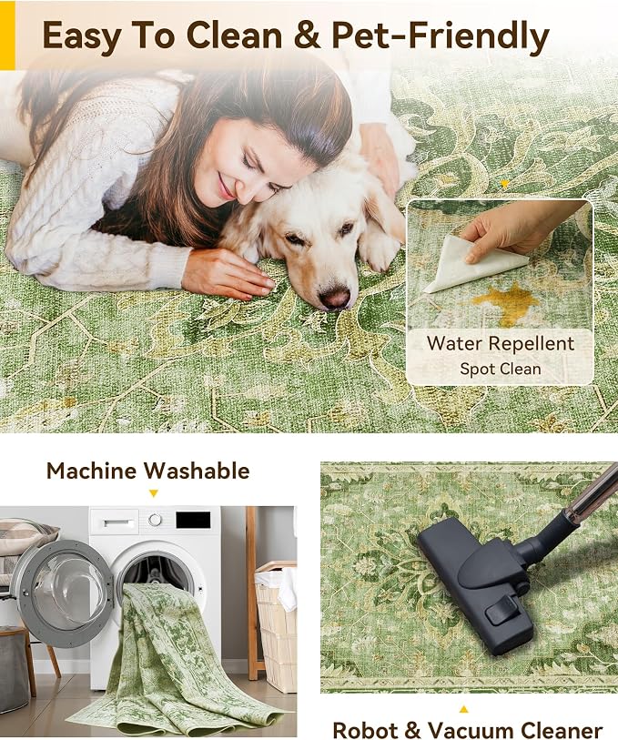 RELEANY Washable Area Rug, Runner 2'x6', Water Repellent, Pet Friendly - Image 6