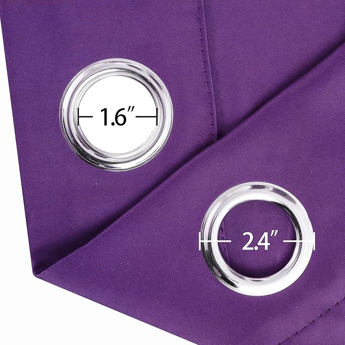 Purple Thermal Blackout Curtains/38 x 63 Inch/Set of 2 Panels Room Darkening - Image 6