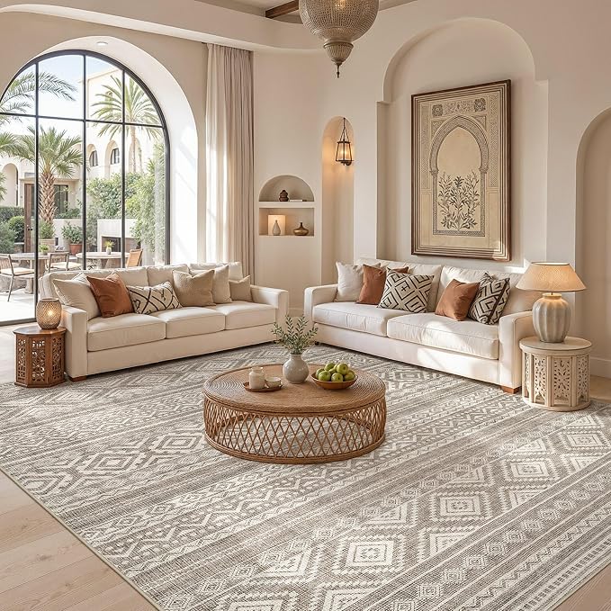 cotiled Boho 5x8 Area Rugs for Living Room: Soft Moroccan Washable Rug | Solve - Image 4