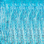 GOER 3.2 ft x 6.5 ft Metallic Tinsel Foil Fringe Curtains Party Photo Backdrop Party Streamers for Birthday,Graduation,New Year Eve Decorations Wedding Decor (1 Pack,Wavy Light Blue)