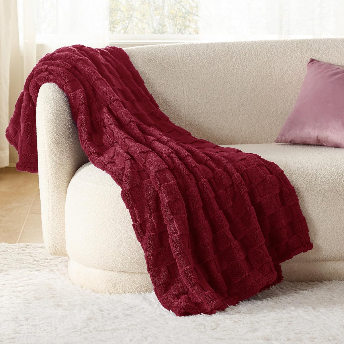 Bedsure GentleSoft Red Throw Blanket for Couch - Super Soft Cozy Blankets Gifts for Women Men Girls, Cute Small Fleece Throws for Bedroom Home Decor, 50x70 Inches