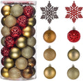Valery Madelyn Christmas Tree Decorations Ornament Set for Fall Halloween, 50ct 2.36 Inches Red and Brown Shatterproof Christmas Ball Ornaments Hanging Xmas Holiday Party Decor