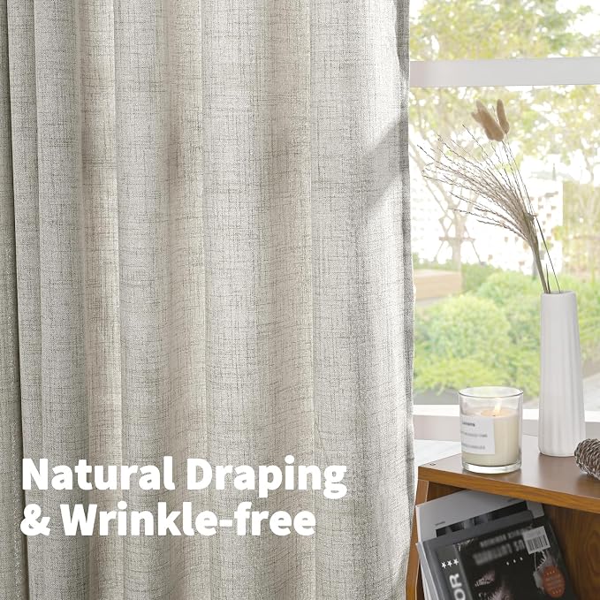 YoungsTex Dark Grey Linen Curtains 48 Inch Length - Image 6