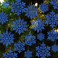 36pcs Christmas Navy Blue Snowflake Ornaments Plastic Glitter Snow Flakes Ornaments for Winter Christmas Tree Decorations Size Varies Craft Snowflakes