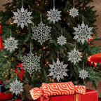 Christmas Tree Decorations Snowflake Ornaments 36Pcs Clear Plastic Hanging Snowflakes from Ceiling Snow Flakes Decorating Hanging for Winter Wonderland Decorations Indoor Outdoor Decor