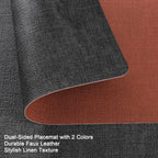 Myir JUN Dual Sided Faux Leather Placemats Set of 8 for Indoor Outdoor Dining Tables, Square Non-Slip Washable Wipeable Table Mats (Gray Terracotta, Set of 8)