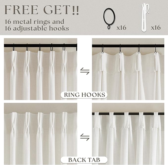 Natural Pinch Pleated Linen 94 Inch Curtains - Image 5