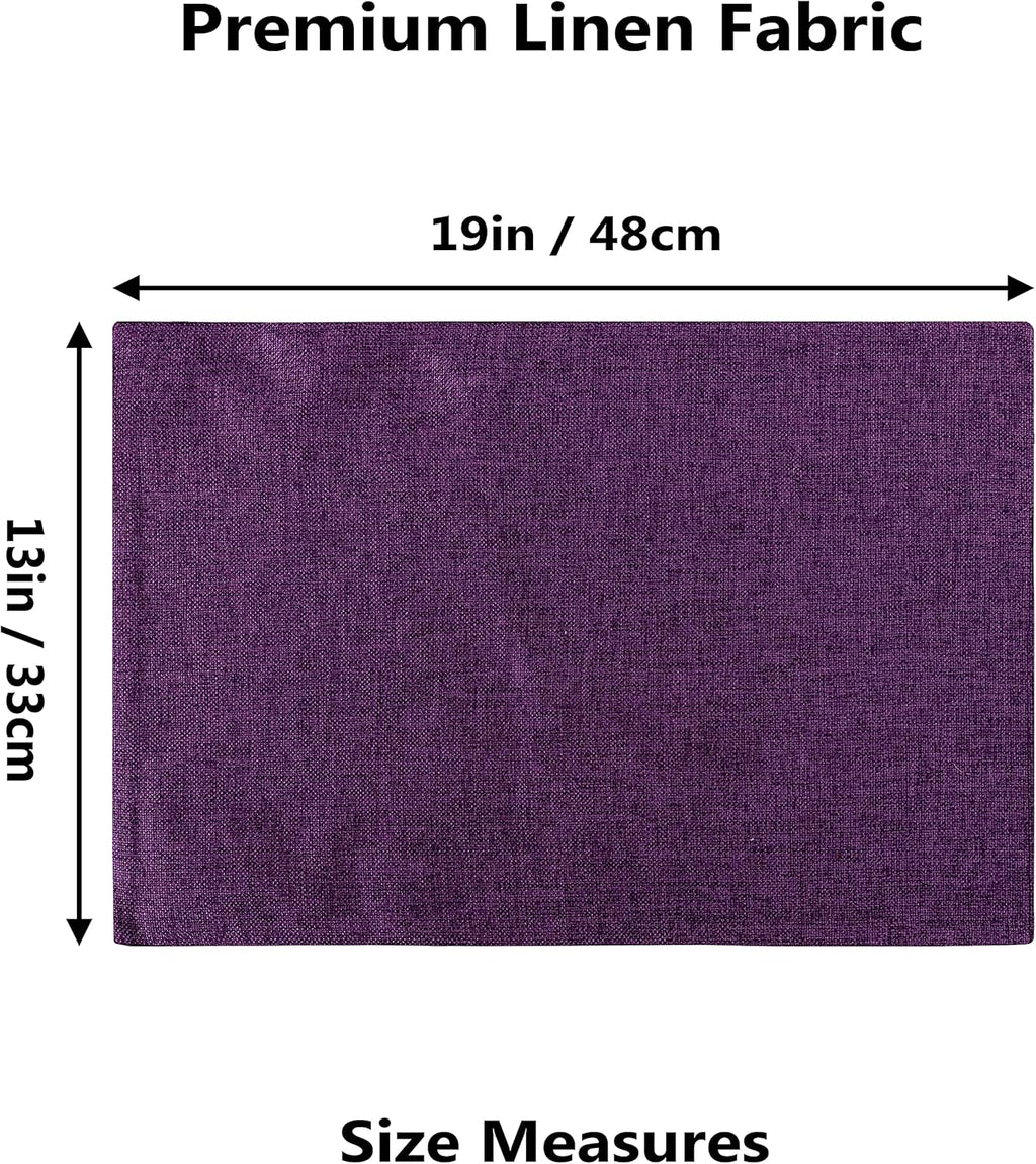 Home Brilliant Cloth Placemats Set of 8 Heat Resistant Dining Table Place Mats for Kitchen Table, 13 x 19 inches, Purple