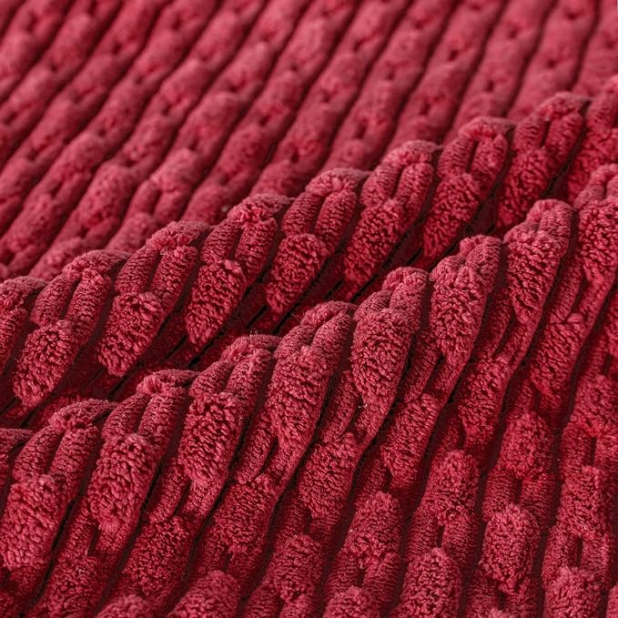 Set of 4 Burgundy Decorative Throw Pillow Covers 26x26 Inch Corduroy Pillow - Image 4