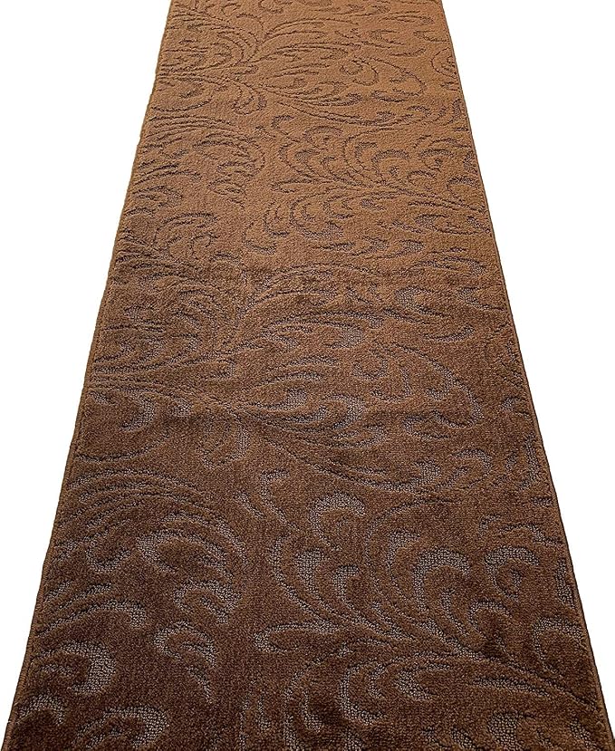 Custom Length Hallway Runner Rug, Slip Resistant, Floral Brown, 26 Inch X 17 - Image 6