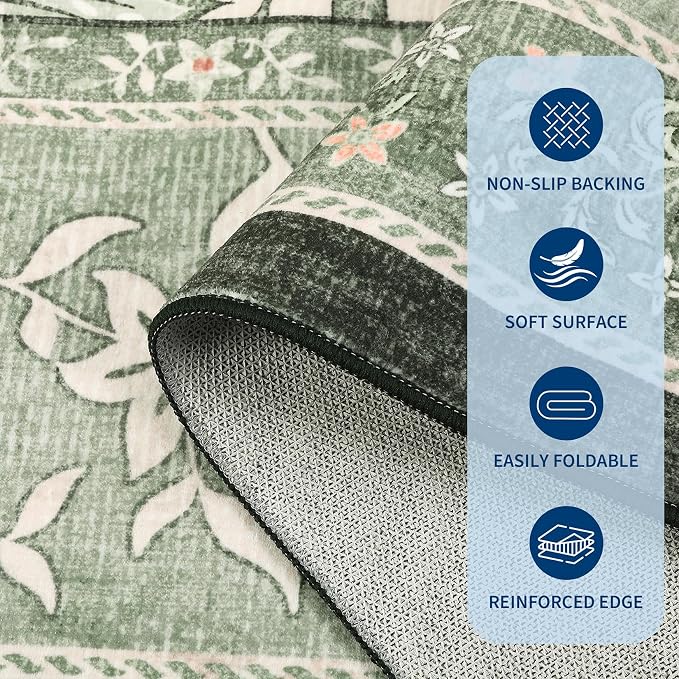 GarveeHome Provence Sage Green Area Rugs 10x13 Living Room, Botanical Grove - Image 8